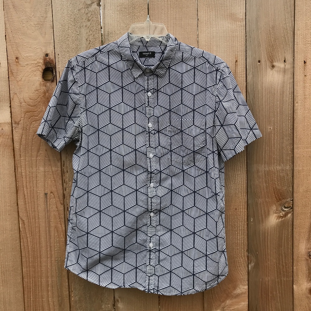 Geometric Short Sleeve Button Down